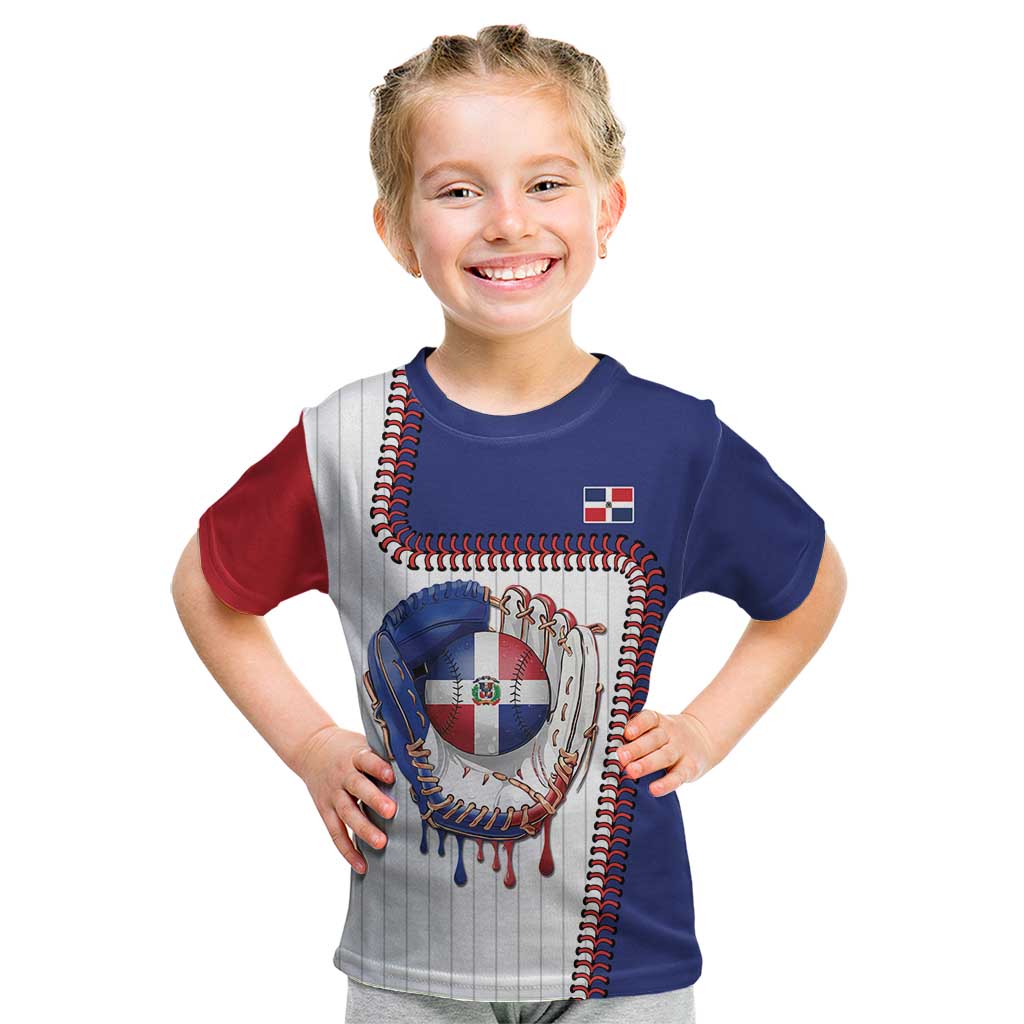 Custom Dripping Baseball Dominican Republic Kid T Shirt