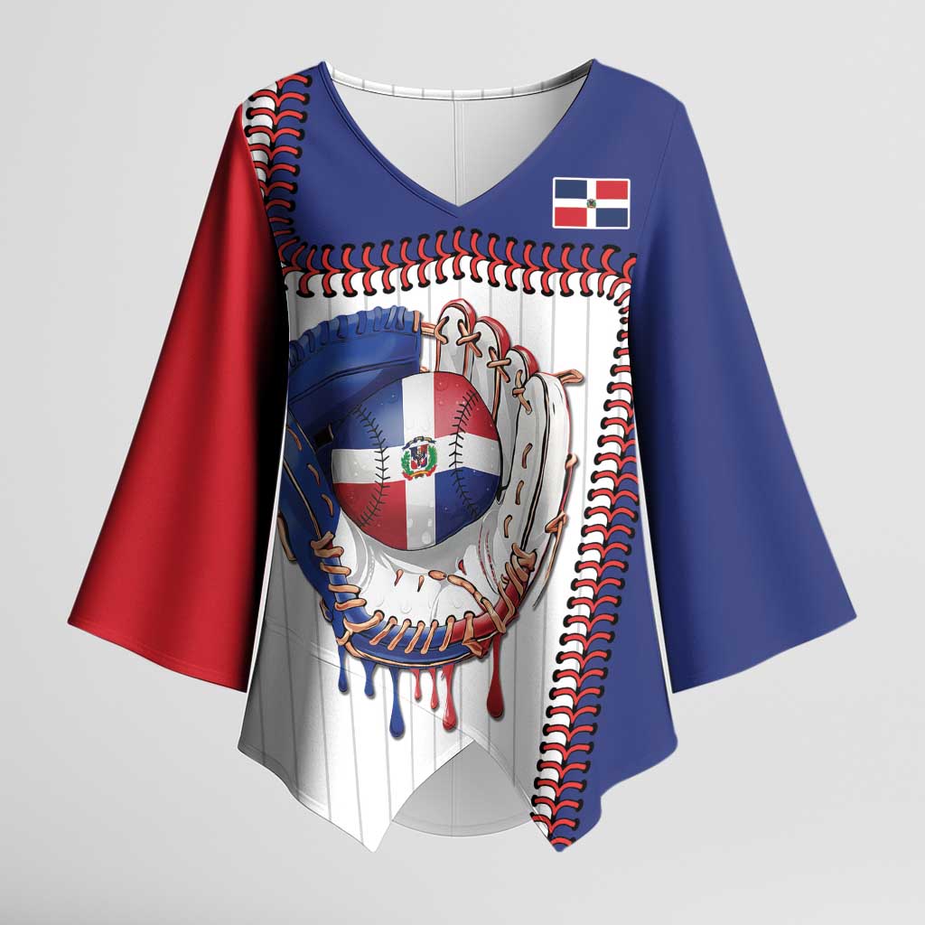 Custom Dripping Baseball Dominican Republic Kimono Sleeve Blouse