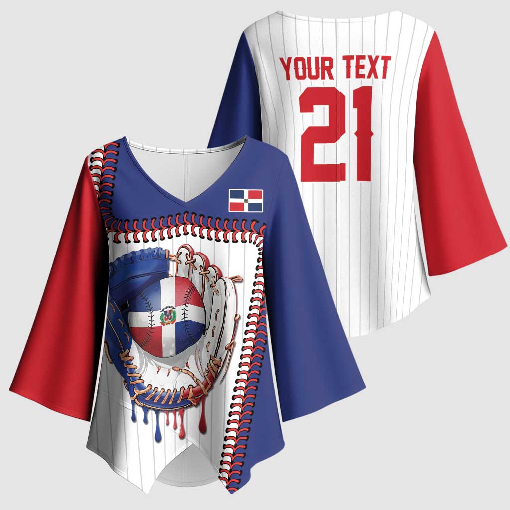 Custom Dripping Baseball Dominican Republic Kimono Sleeve Blouse