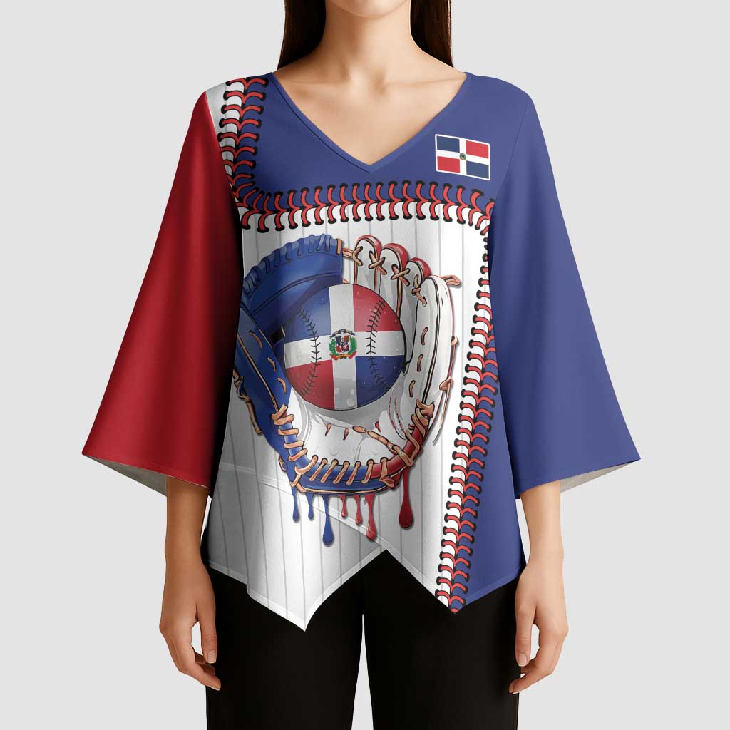 Custom Dripping Baseball Dominican Republic Kimono Sleeve Blouse