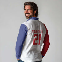 Custom Dripping Baseball Dominican Republic Long Sleeve Polo Shirt