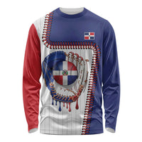 Custom Dripping Baseball Dominican Republic Long Sleeve Shirt
