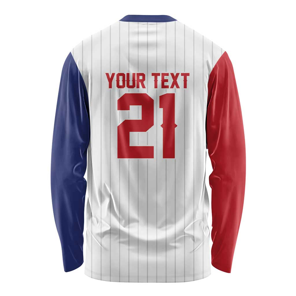 Custom Dripping Baseball Dominican Republic Long Sleeve Shirt