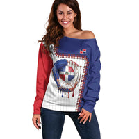 Custom Dripping Baseball Dominican Republic Off Shoulder Sweater