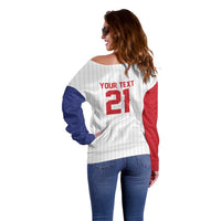 Custom Dripping Baseball Dominican Republic Off Shoulder Sweater
