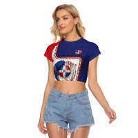 Custom Dripping Baseball Dominican Republic Raglan Cropped T Shirt