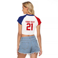 Custom Dripping Baseball Dominican Republic Raglan Cropped T Shirt