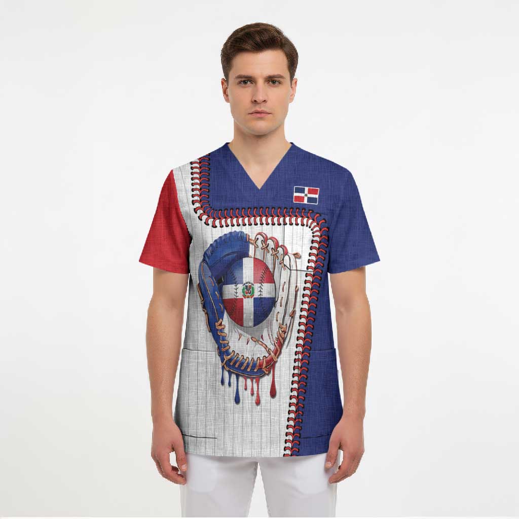 Custom Dripping Baseball Dominican Republic Scrub Top