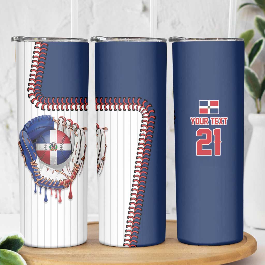 Custom Dripping Baseball Dominican Republic Skinny Tumbler