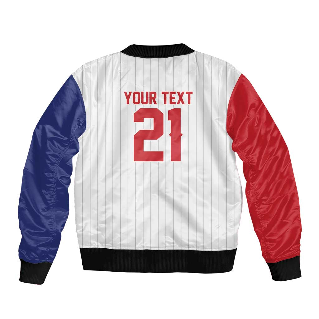 Custom Dripping Baseball Dominican Republic Sleeve Zip Bomber Jacket