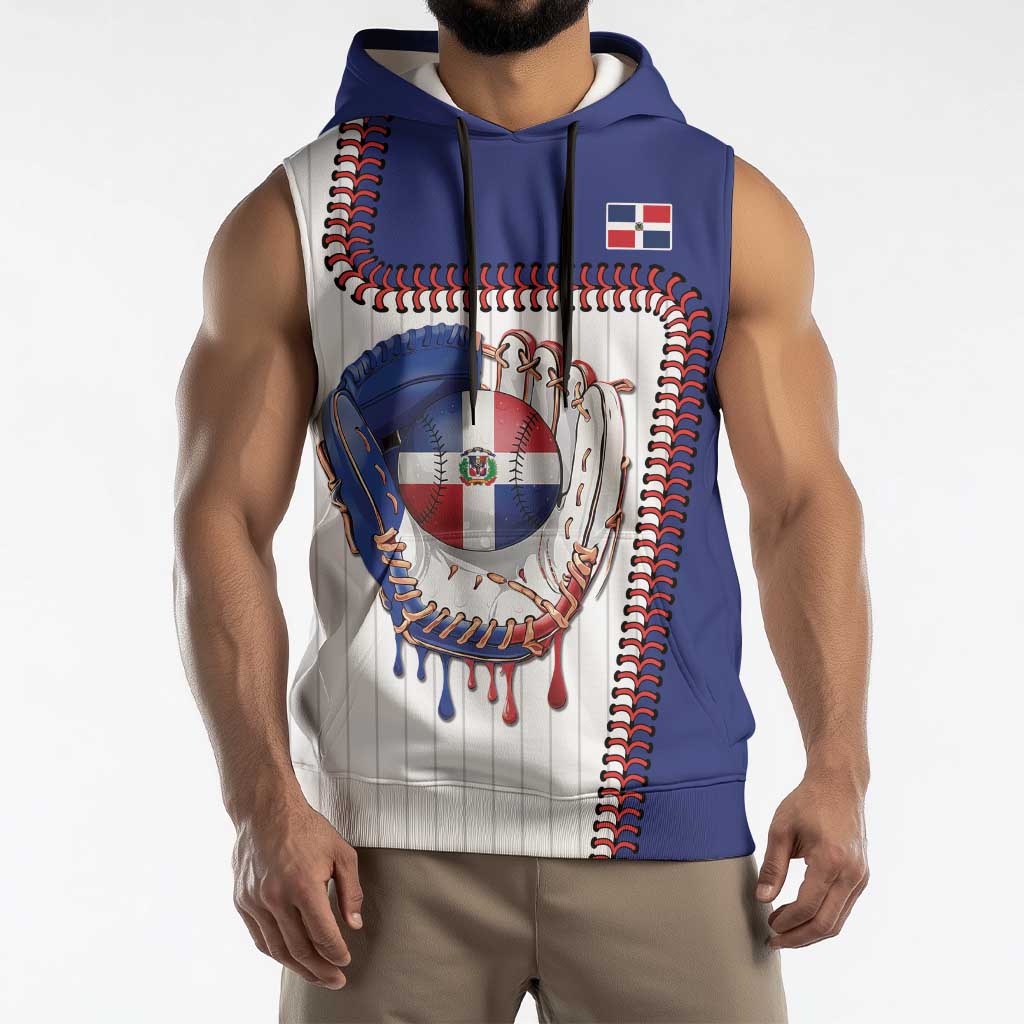 Custom Dripping Baseball Dominican Republic Sleeveless Hoodie