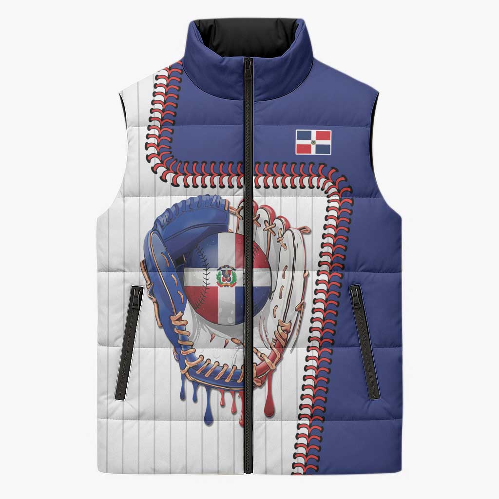 Custom Dripping Baseball Dominican Republic Sleeveless Puffer Jacket