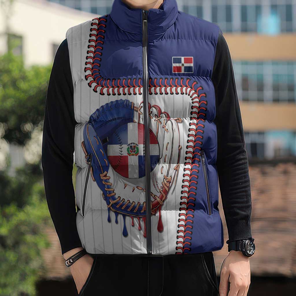 Custom Dripping Baseball Dominican Republic Sleeveless Puffer Jacket