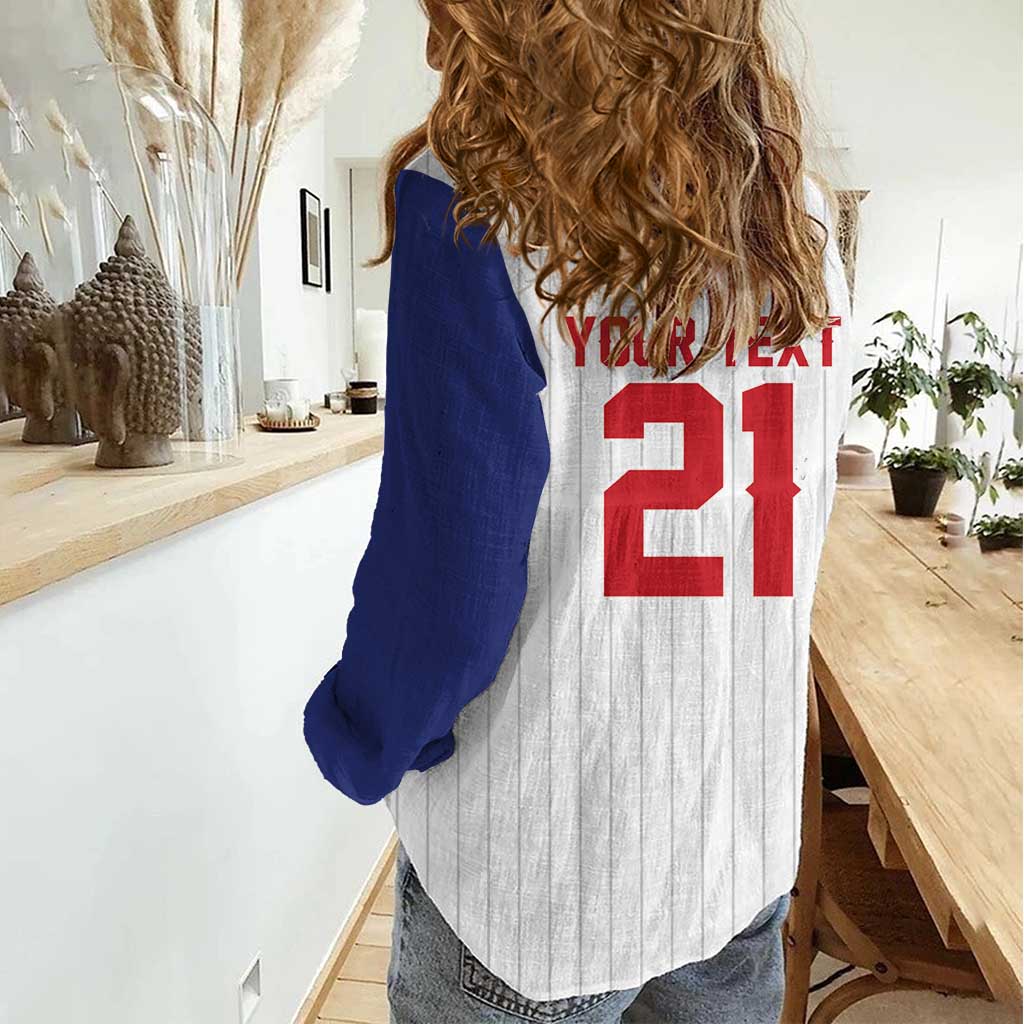 Custom Dripping Baseball Dominican Republic Women Casual Shirt