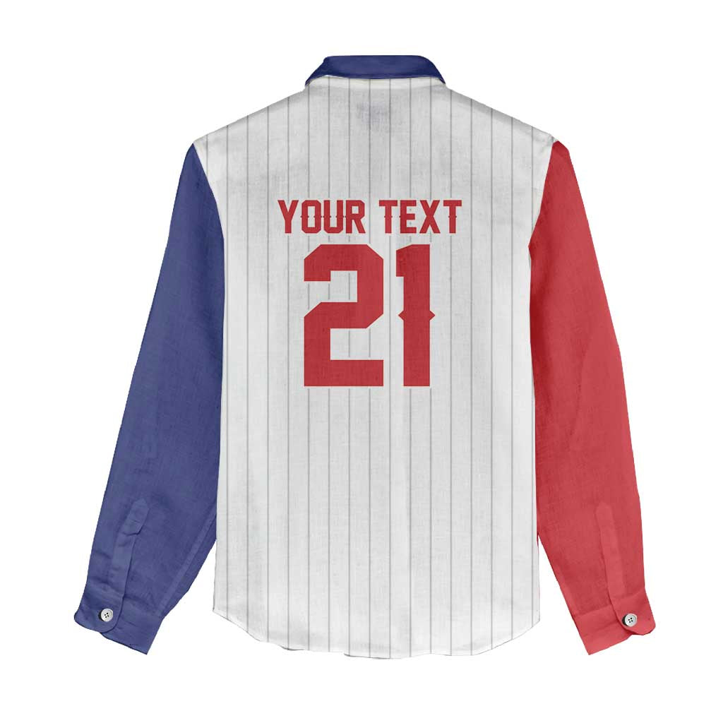 Custom Dripping Baseball Dominican Republic Women Casual Shirt