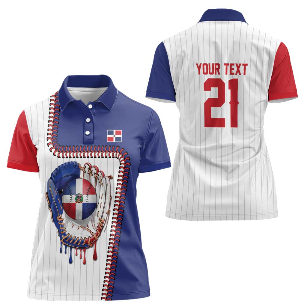 Custom Dripping Baseball Dominican Republic Women Polo Shirt