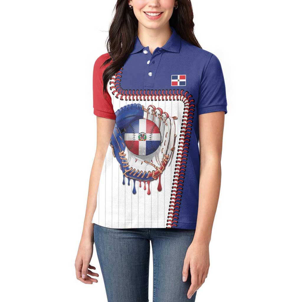 Custom Dripping Baseball Dominican Republic Women Polo Shirt