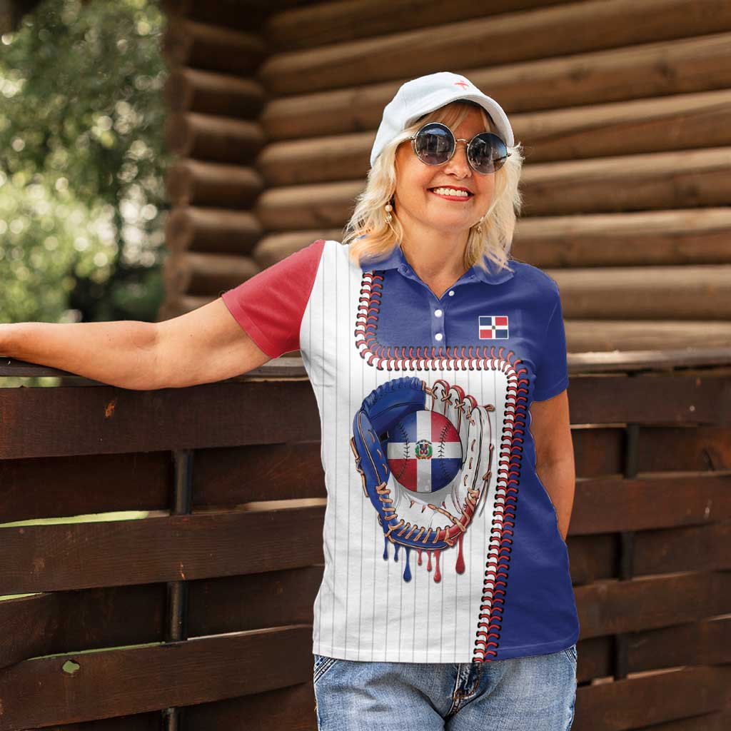 Custom Dripping Baseball Dominican Republic Women Polo Shirt