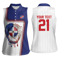 Custom Dripping Baseball Dominican Republic Women Sleeveless Polo Shirt