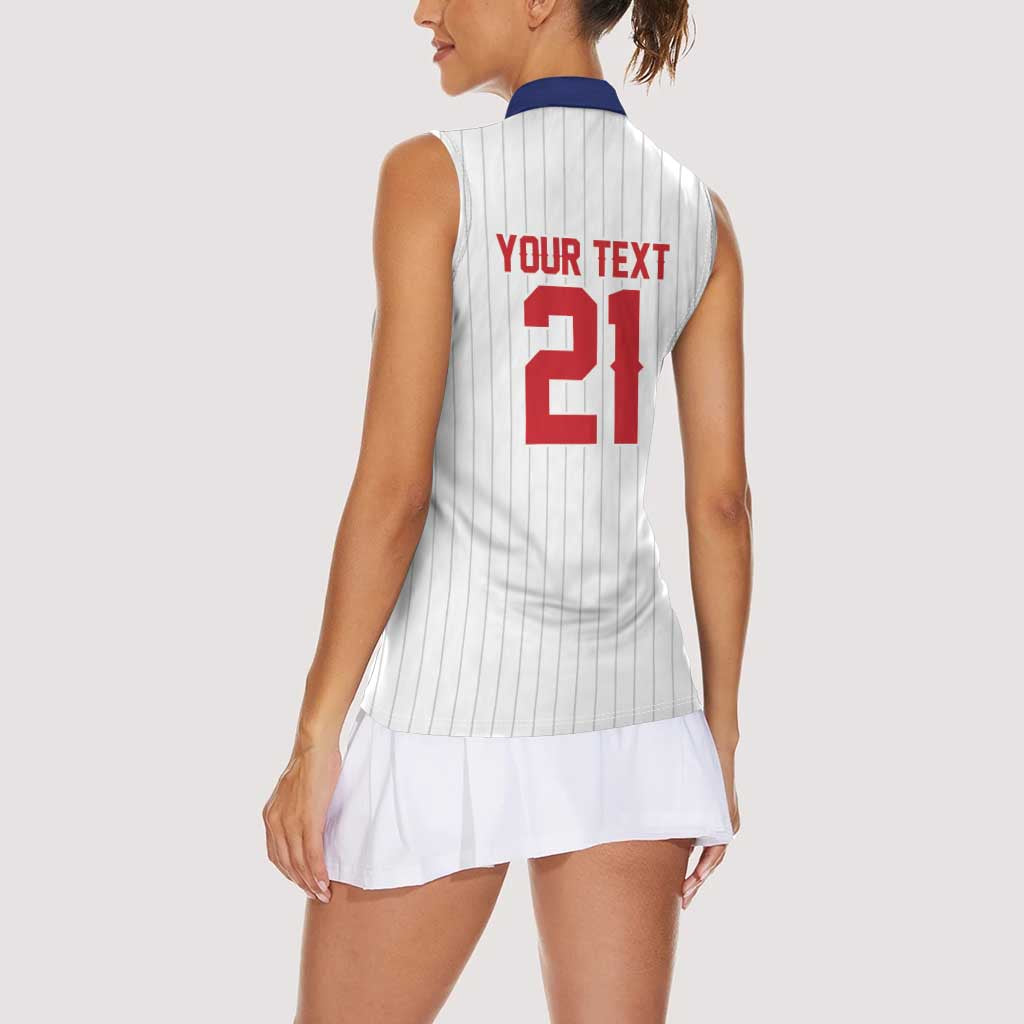 Custom Dripping Baseball Dominican Republic Women Sleeveless Polo Shirt