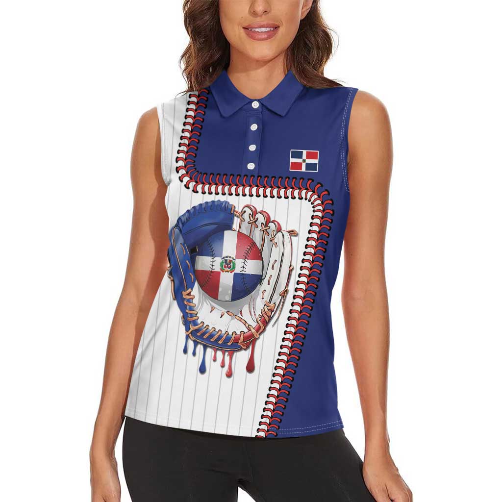 Custom Dripping Baseball Dominican Republic Women Sleeveless Polo Shirt