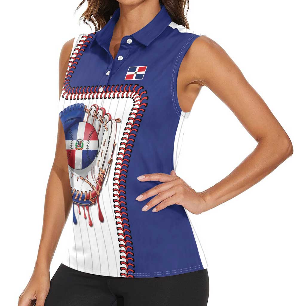 Custom Dripping Baseball Dominican Republic Women Sleeveless Polo Shirt