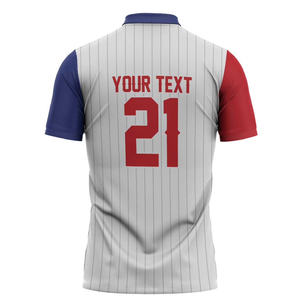 Custom Dripping Baseball Dominican Republic Zipper Polo Shirt