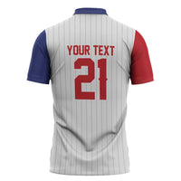 Custom Dripping Baseball Dominican Republic Zipper Polo Shirt
