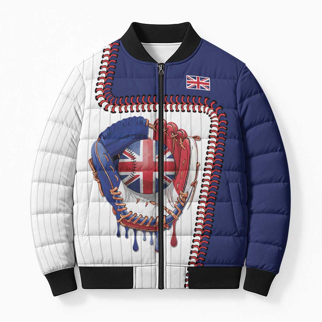 Custom Dripping Baseball Great Britain Bomber Puffer Jacket