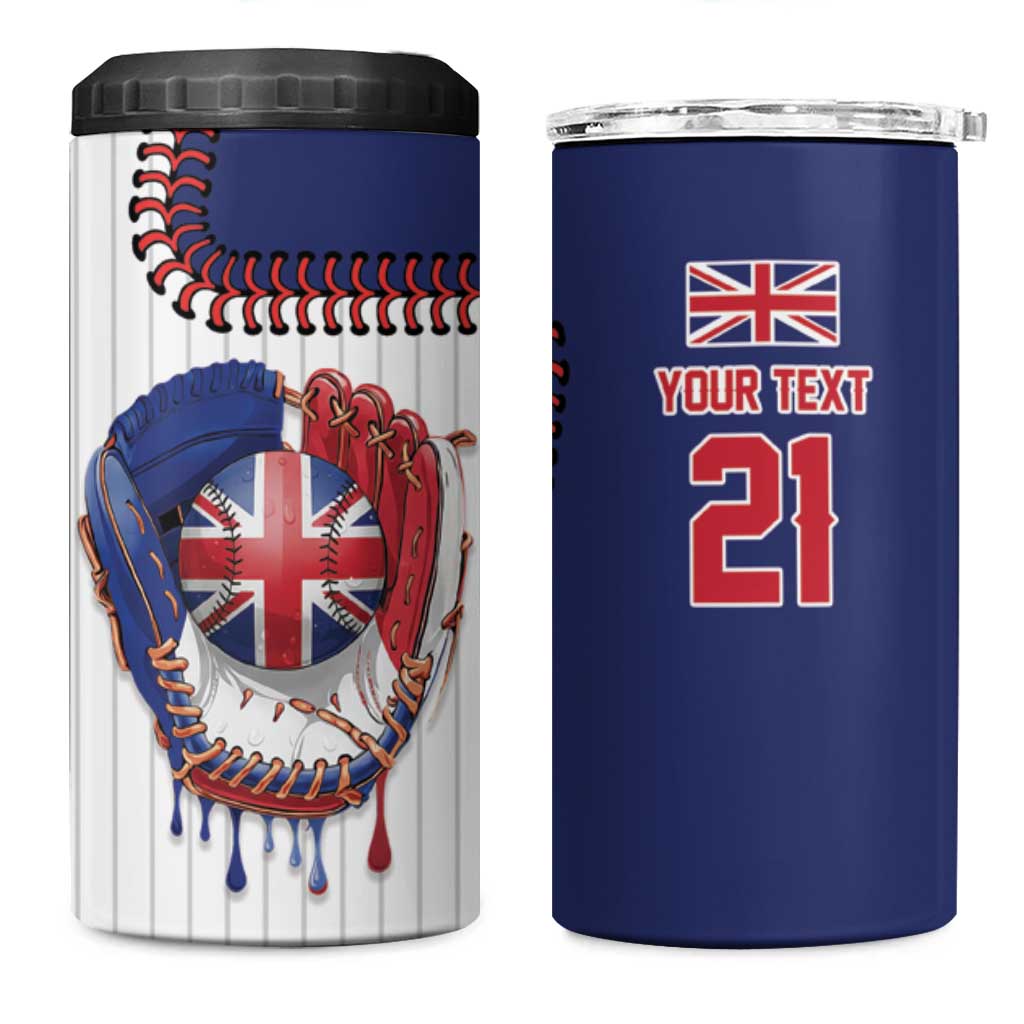 Custom Dripping Baseball Great Britain 4 in 1 Can Cooler Tumbler