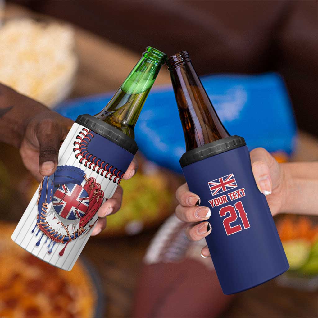 Custom Dripping Baseball Great Britain 4 in 1 Can Cooler Tumbler