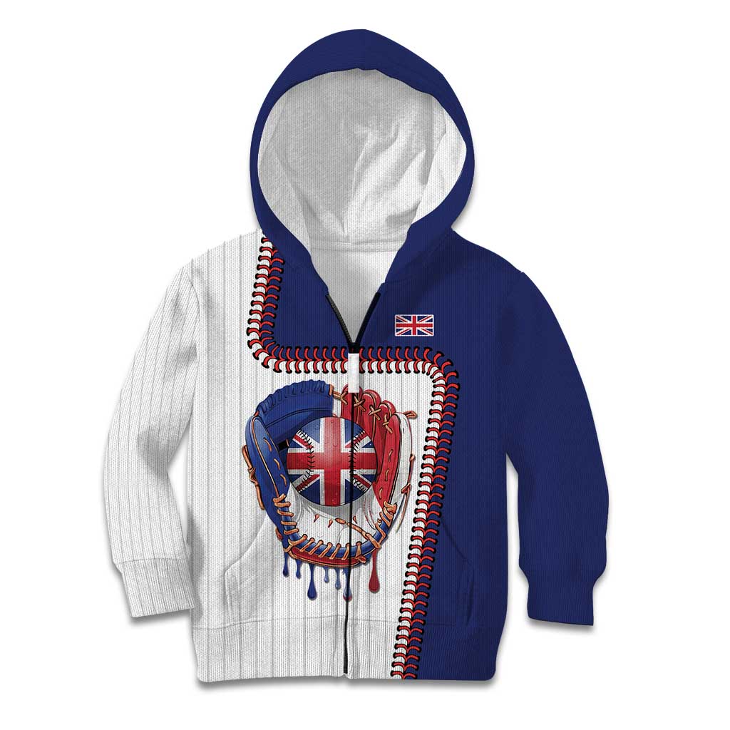Custom Dripping Baseball Great Britain Kid Hoodie