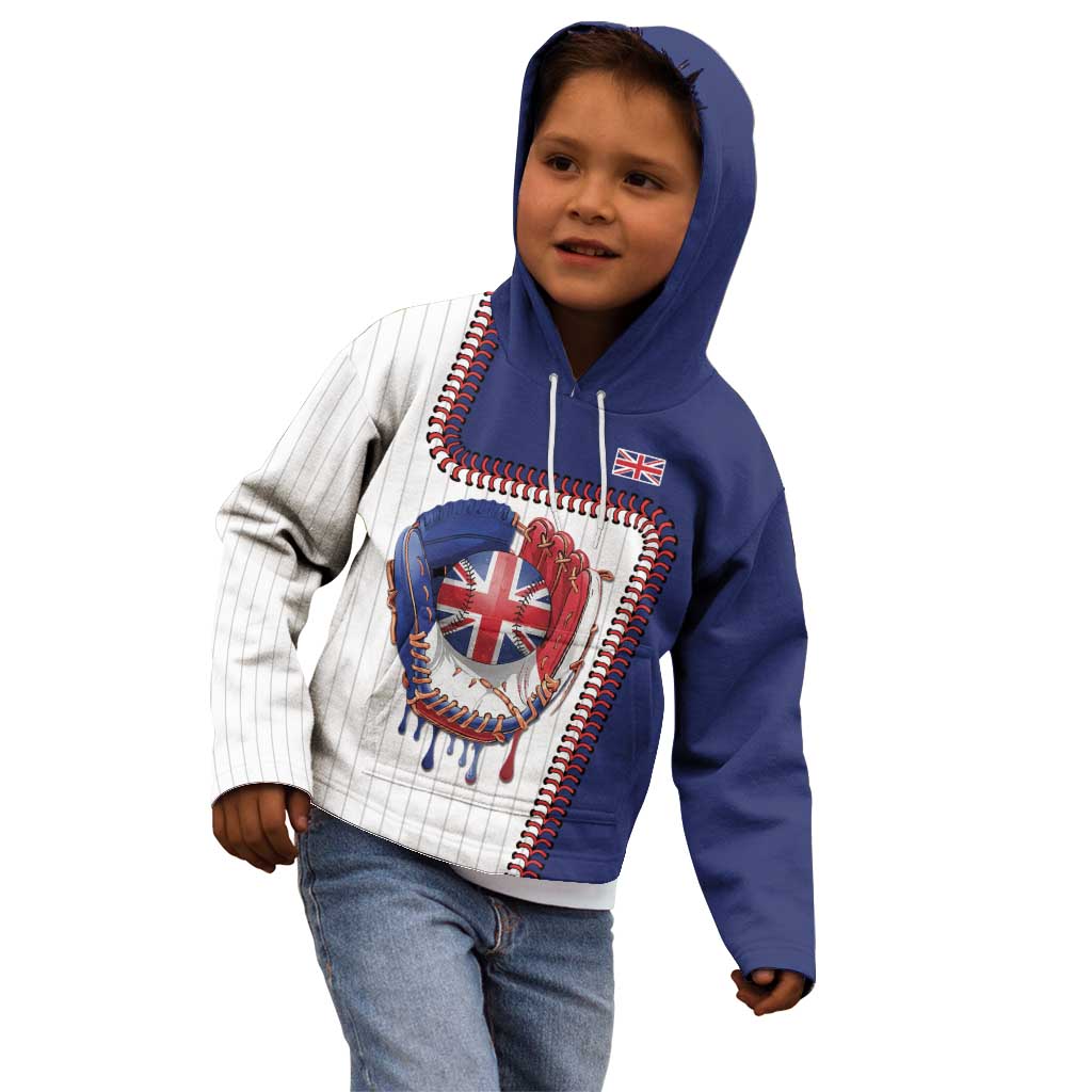 Custom Dripping Baseball Great Britain Kid Hoodie