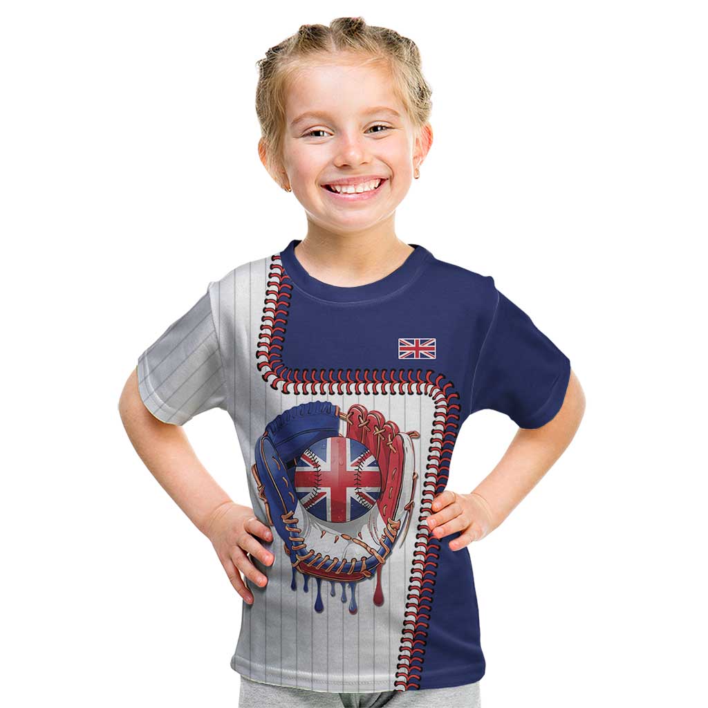Custom Dripping Baseball Great Britain Kid T Shirt