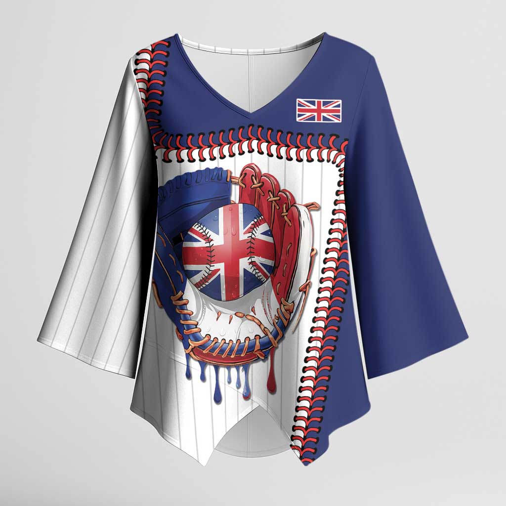 Custom Dripping Baseball Great Britain Kimono Sleeve Blouse
