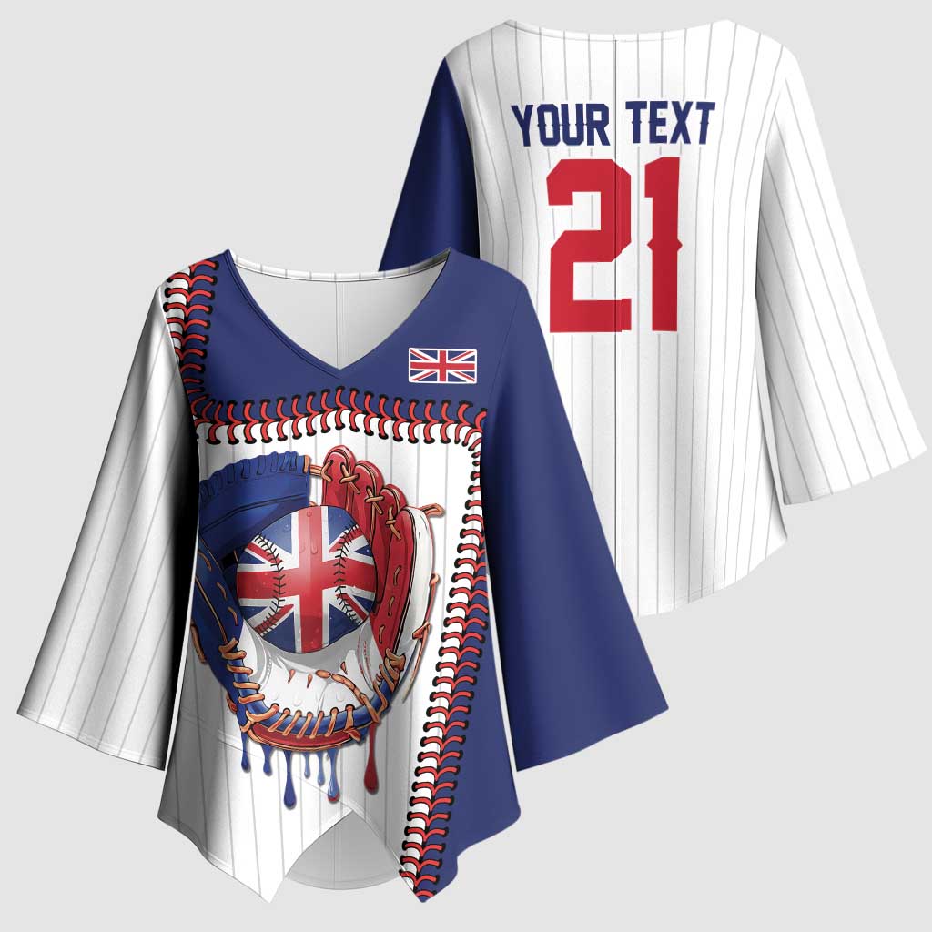 Custom Dripping Baseball Great Britain Kimono Sleeve Blouse
