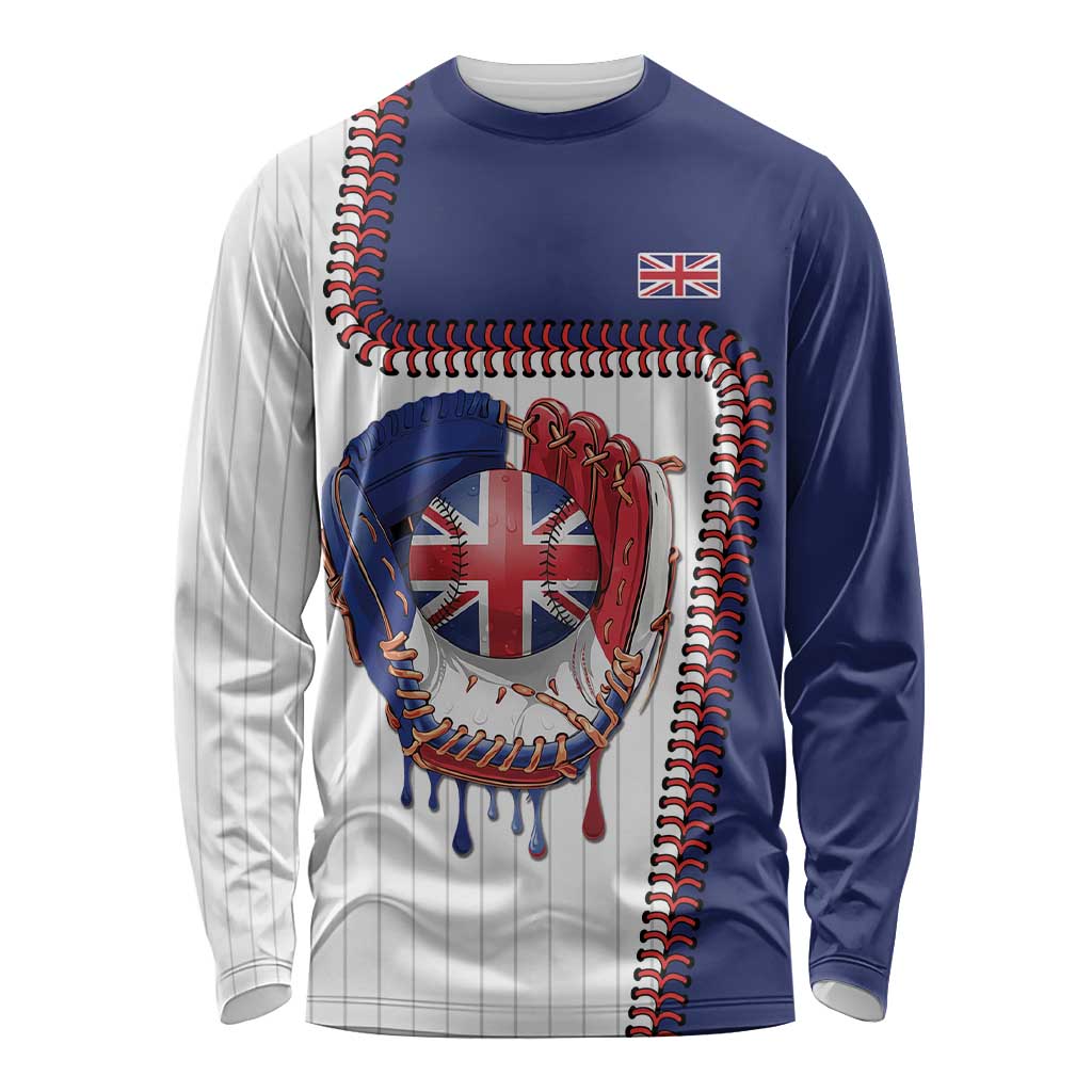 Custom Dripping Baseball Great Britain Long Sleeve Shirt