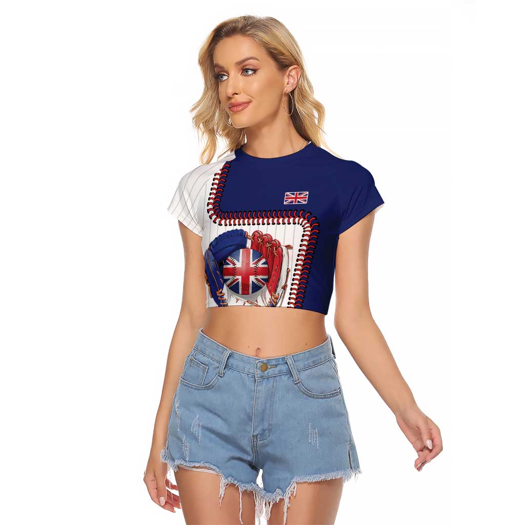 Custom Dripping Baseball Great Britain Raglan Cropped T Shirt