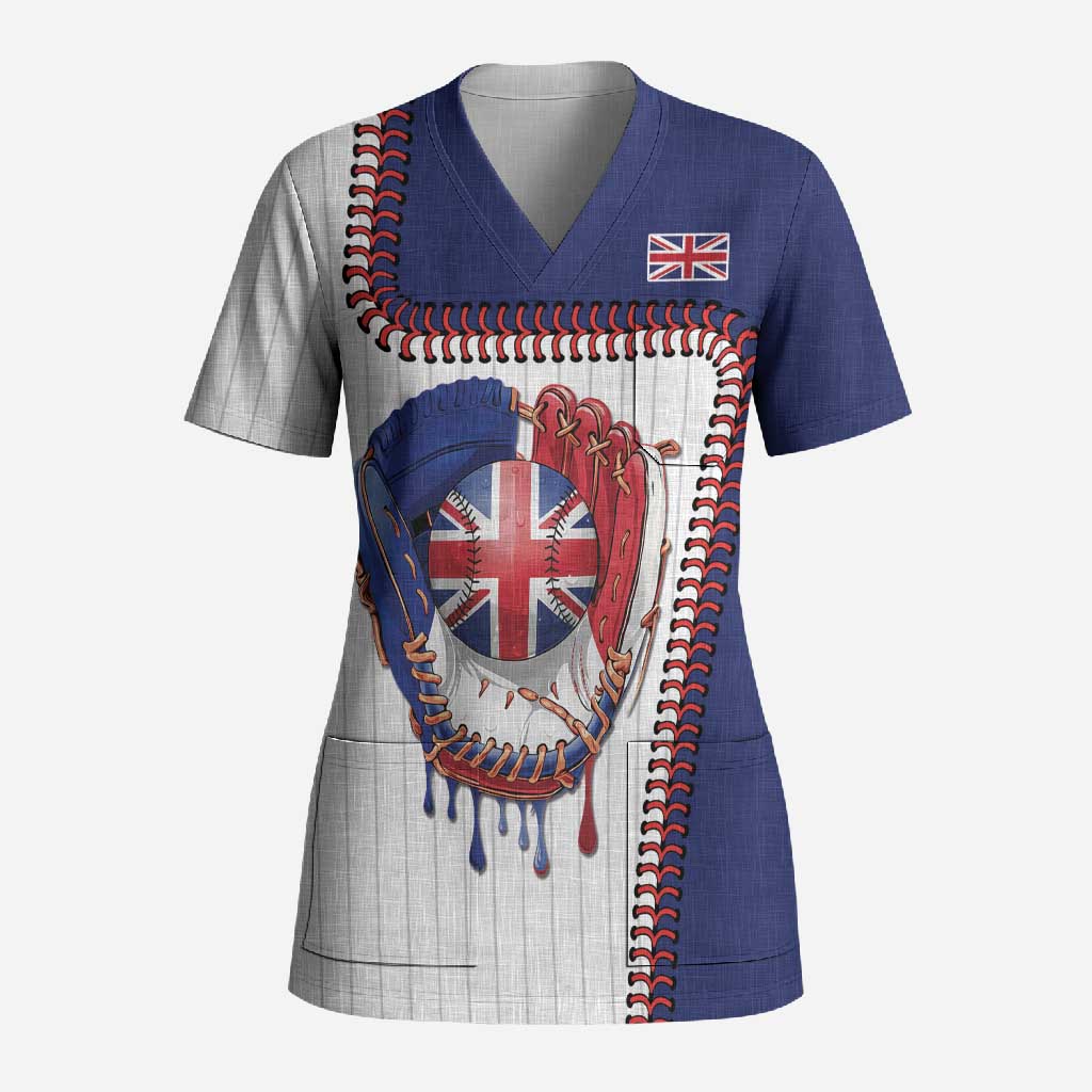 Custom Dripping Baseball Great Britain Scrub Top