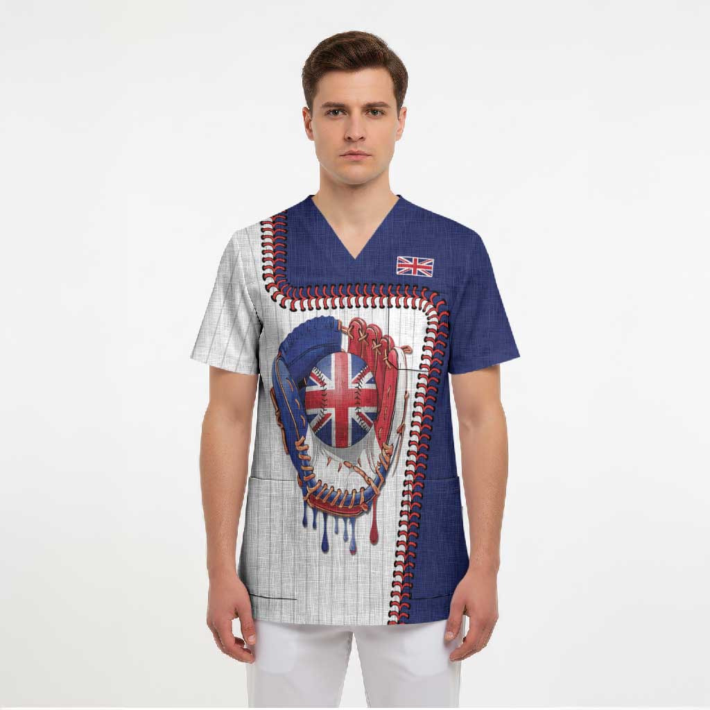 Custom Dripping Baseball Great Britain Scrub Top