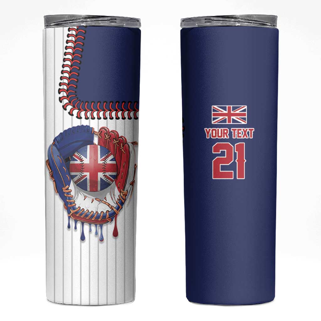 Custom Dripping Baseball Great Britain Skinny Tumbler