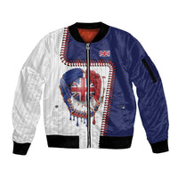 Custom Dripping Baseball Great Britain Sleeve Zip Bomber Jacket