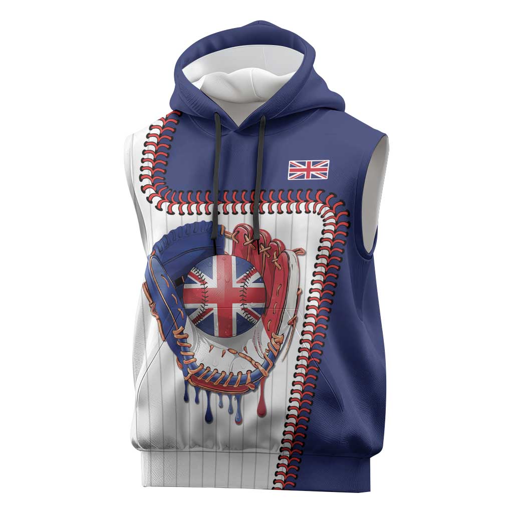 Custom Dripping Baseball Great Britain Sleeveless Hoodie