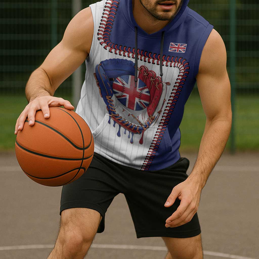 Custom Dripping Baseball Great Britain Sleeveless Hoodie