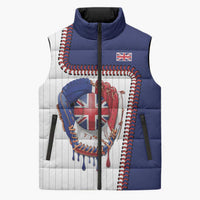 Custom Dripping Baseball Great Britain Sleeveless Puffer Jacket