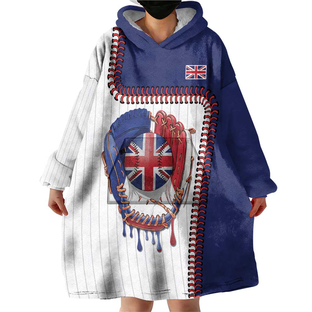 Custom Dripping Baseball Great Britain Wearable Blanket Hoodie