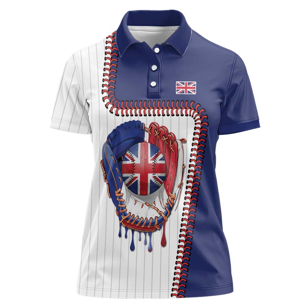 Custom Dripping Baseball Great Britain Women Polo Shirt