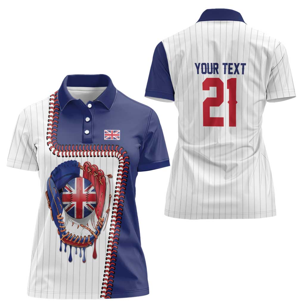Custom Dripping Baseball Great Britain Women Polo Shirt