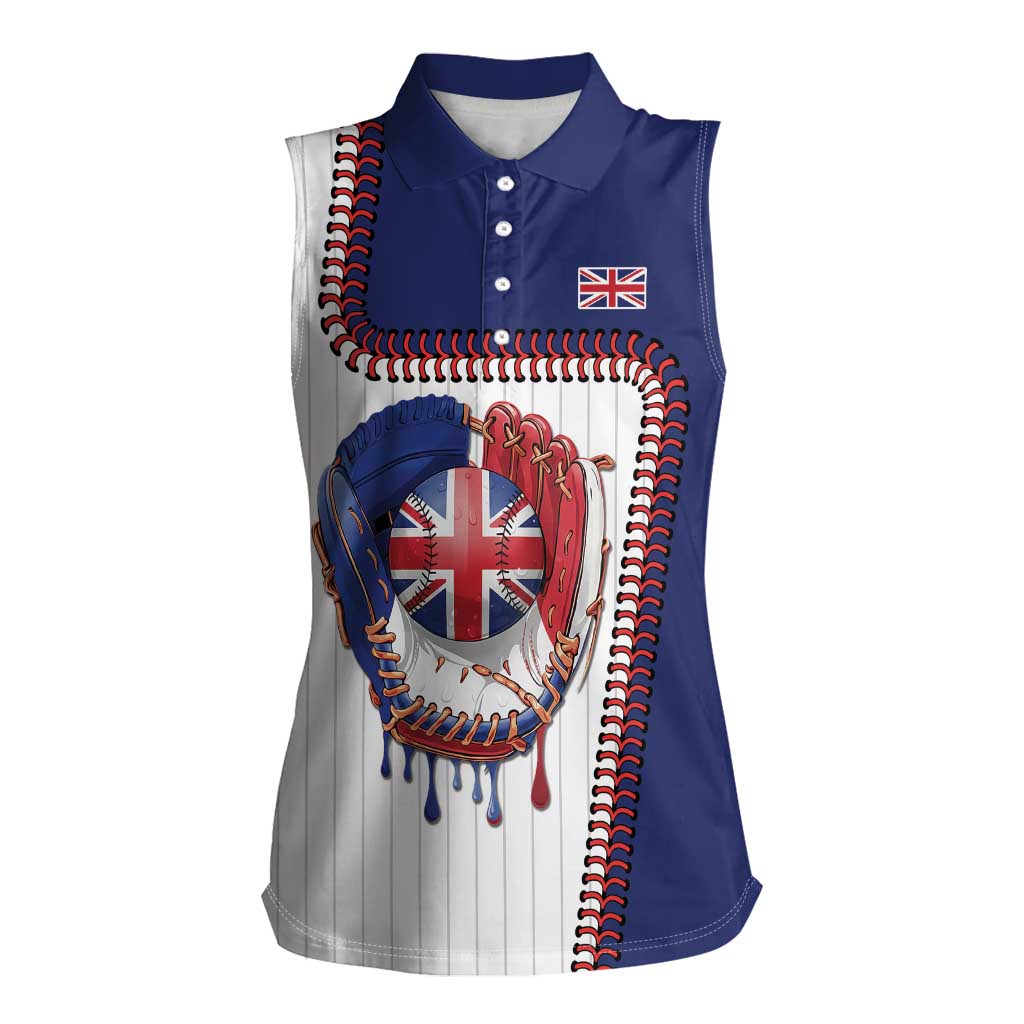 Custom Dripping Baseball Great Britain Women Sleeveless Polo Shirt
