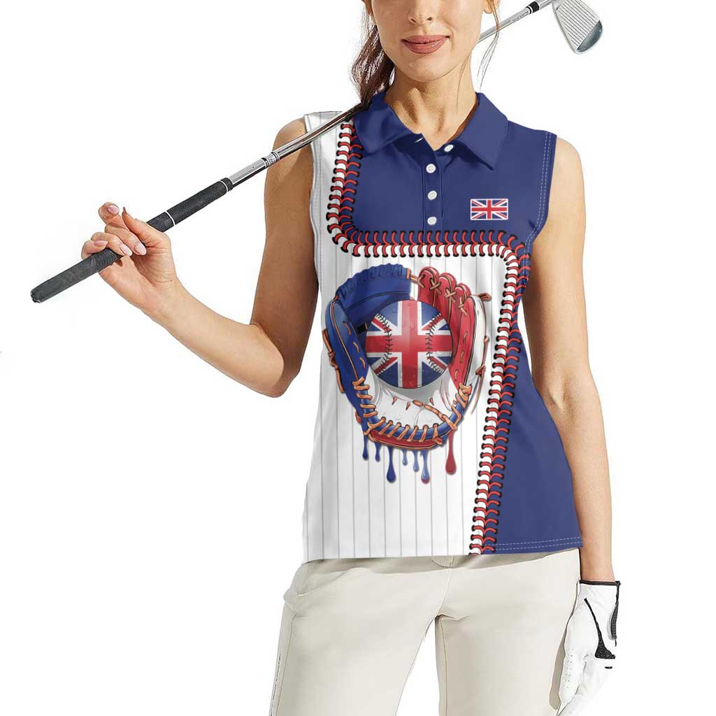 Custom Dripping Baseball Great Britain Women Sleeveless Polo Shirt
